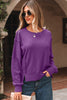 Orchid Mist Solid Color Raw Seam Patchwork Ribbed Drop Shoulder Sweatshirt