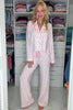 Pink Bow Print Long Sleeve Shirt and Pants Soft Pajama Set