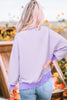 Purple Stripe Loose Drop Shoulder Long Sleeve Top