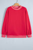 Pink Colorblock Polka Dot Contrast Trim Oversized Sweatshirt