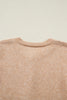 Oatmeal Ruffle Trim Gold Button Sweater Cardigan