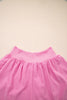 Bright Pink Crossed Waist Tiered Flowy Shorts