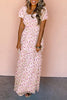 Pink Frilly Shirred Bodice Tiered Floral Maxi Dress
