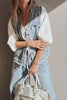 Beau Blue Frayed Edge Flap Pockets Denim Vest Jacket