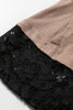 Light French Beige Sheer Lace Patchwork Casual Long Sleeve Tee