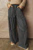 Vineyard Green Mineral Wash Tiered Wide Leg Patchwork Drawstring Pants