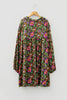 Green Plus Size Floral Print Collared V Neck Loose Mini Dress