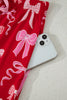 Red Sweet Bow Print Ruffled Short Sleeve Shirt Shorts 2pcs Pajama Set