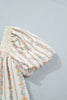 Multicolour Floral Print Contrast Ribbon Bow Lace Trim Square Neck Mini Dress