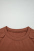 Chestnut Raw Seam Detail Solid Color Long Sleeve Top