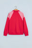 Racing Red Patchwork Plaid Pocket Quarter Zip Sweatshirt