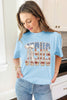 Light Blue Patriotic JESUS Letter Print Shift T Shirt