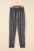 Medium Grey Elastic High Waist Pocketed Cargo Jogger Pants