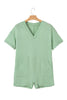 Grass Green Loose Half Sleeve V Neck Knit Romper