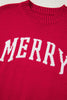 Fiery Red MERRY Letter Pattern Christmas Holiday Baggy Sweater
