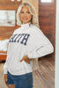 Gray High Neck Polka Dot Slogan Printed Baggy Sweatshirt