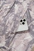 Gray Abstract Camo Print Colorblock Collar Oversized Shift Silhouette Denim Jacket