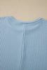 Sea Green Waffle Textured Knit Dolman Short Sleeve Loose Top