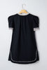 Black Leopard Trim Notched Neck Short Puff Sleeve Shift Mini Dress