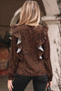Brown Leopard Print Ruffled Puff Sleeve Blouse