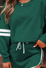 Evergreen Varsity Stripe Detail Drop Shoulder Pullover Mini Skirt Set