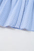 Sky Blue Stripe Bubble Sleeve Chest Pockets Buttoned Shirt Dress