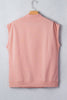 Black Solid Color High Neck Cap Sleeve Loose Top