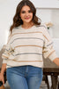 Multicolour Striped Drop Shoulder Plus Sweater