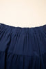 Navy Blue Plus Size Frilled Elastic Waist Lace Trim Boho Ruffled Shorts