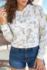 Beige Camouflage Print Long Sleeve Hooded Pullover Casual Top