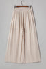 Beige Smocked High Waist Wide Leg Plus Size Pants