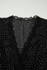 Black Polka Dot Print Lace Trim Wrap Mini Dress