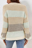 Pink Colorblock Textured Knit Bubble Sleeve Sweater