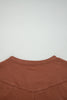 Chestnut Raw Seam Detail Solid Color Long Sleeve Top