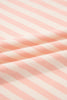 Pink Stripe Contrast Neck Loose Tee and Drawstring Shorts Set