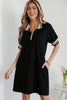 Black Striped Webbing Trim Preppy Polo Tee Dress
