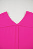 Bright Pink Seamed Back High Low Hem V Neck Cuffed Sleeve Plus Size Tee