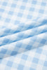 Light Blue Plaid Round Neck Long Sleeve Sweatshirt