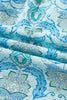 Sky Blue Paisley Print Puff Sleeve Loose Shirt
