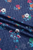 Blue Polka Dot Floral Mesh Long Sleeve High Neck Pullover Sheath Top
