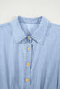 Myosotis Denim Pleated Slim Waist Short Sleeve Shirt Dress