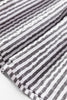Dark Grey Striped Print Contrast Patchwork Detail Split Neck Blouse