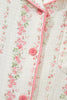 Pink Floral Print Long Sleeve Button Front Shirt Pajama Pant Set