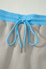 Smoke Green Contrast Trim Zip Up Sporty Jacket Drawstring Mini Skort 2pcs Set