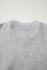 Medium Grey Trendy Textured Half Zip Loose Sweatshirt
