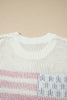 Sky Blue Flag Graphic Short Sleeve Sweater Top