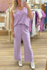 Orchid Petal Mineral Wash Casual Round Neck Tank and Straight Loose Drawstring Pants Set