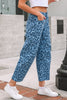 Sky Blue Leopard Print Straight Loose Jeans