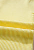Yellow Cream Ribbed Knit Contrast Frilled Short Sleeve Sweater Cardigan