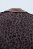Brown V Neck Collar Leopard Printed 2pcs Short Set